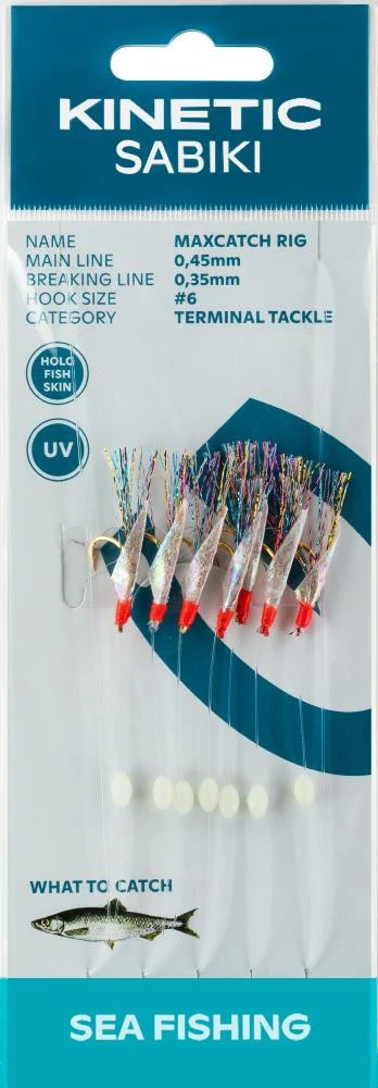Kinetic Sabiki MaxCatch Holo Fishskin #6 - Vorfach 3 Kinetic Sabiki MaxCatch Holo Fishskin #6 - Vorfach